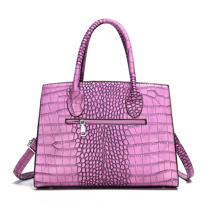 New crocodile pattern handheld platinum bag retro large capacity shoulder crossbody large bag