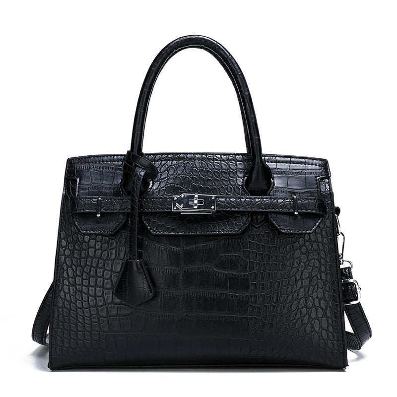 New crocodile pattern handheld platinum bag retro large capacity shoulder crossbody large bag