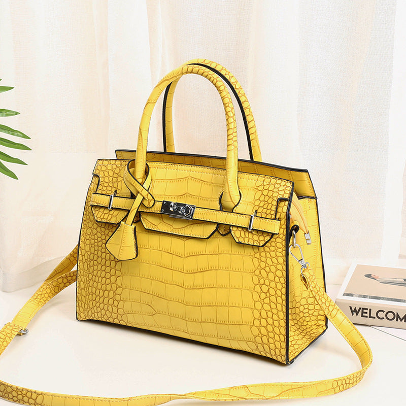 New crocodile pattern handheld platinum bag retro large capacity shoulder crossbody large bag