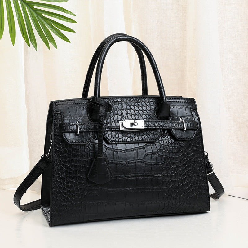 New crocodile pattern handheld platinum bag retro large capacity shoulder crossbody large bag