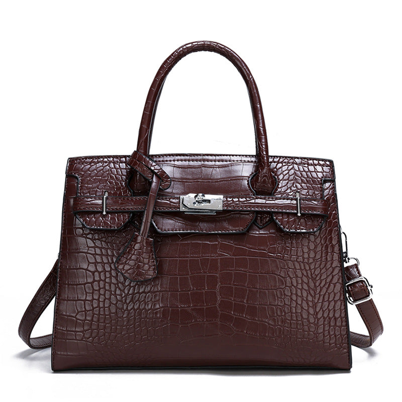 New crocodile pattern handheld platinum bag retro large capacity shoulder crossbody large bag