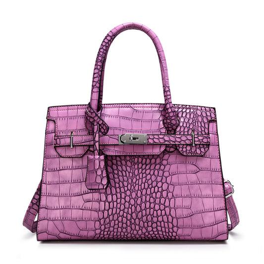 New crocodile pattern handheld platinum bag retro large capacity shoulder crossbody large bag