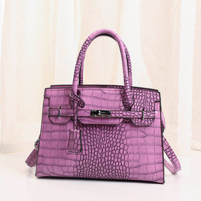 New crocodile pattern handheld platinum bag retro large capacity shoulder crossbody large bag