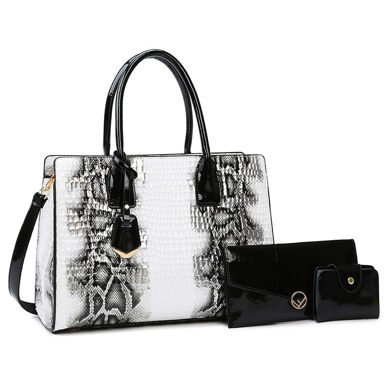 Snake Print Bag Retro Women's Multi Fashion Large Capacity Tote Shoulder Crossbody Bag