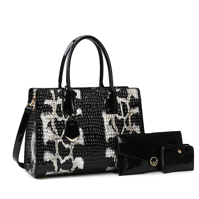 Snake Print Bag Retro Women's Multi Fashion Large Capacity Tote Shoulder Crossbody Bag