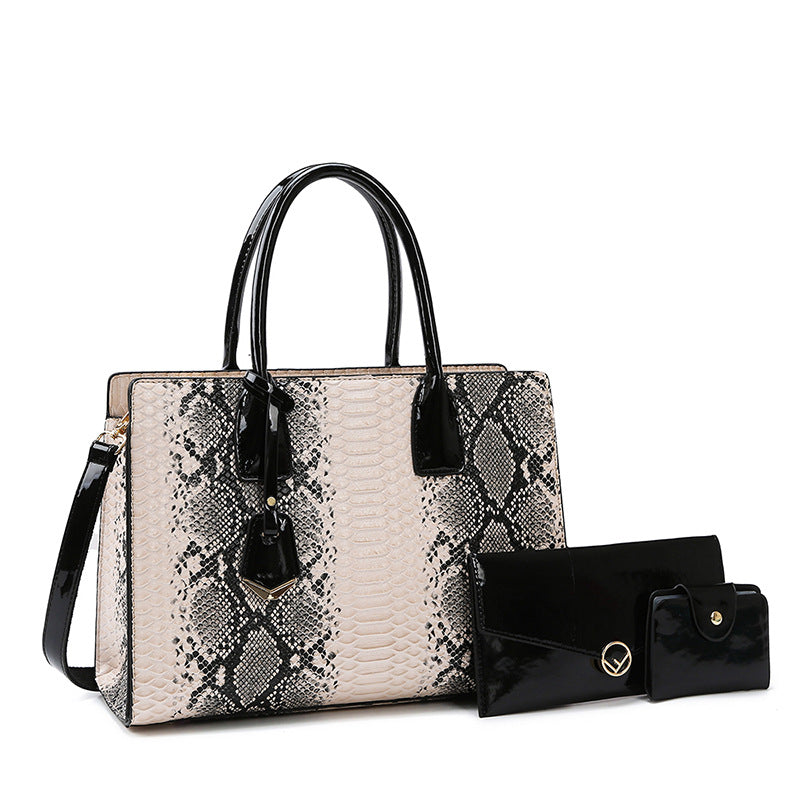 Snake Print Bag Retro Women's Multi Fashion Large Capacity Tote Shoulder Crossbody Bag